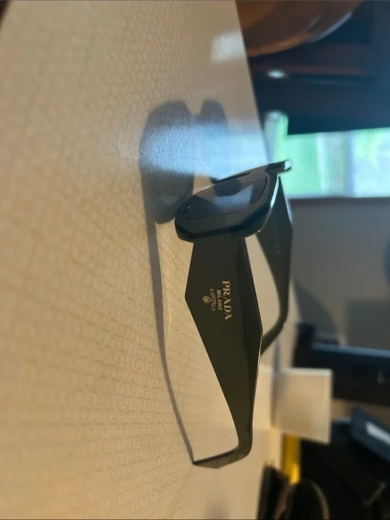 Prada Black Thick-Arm Sunglasses with Gold Logo
