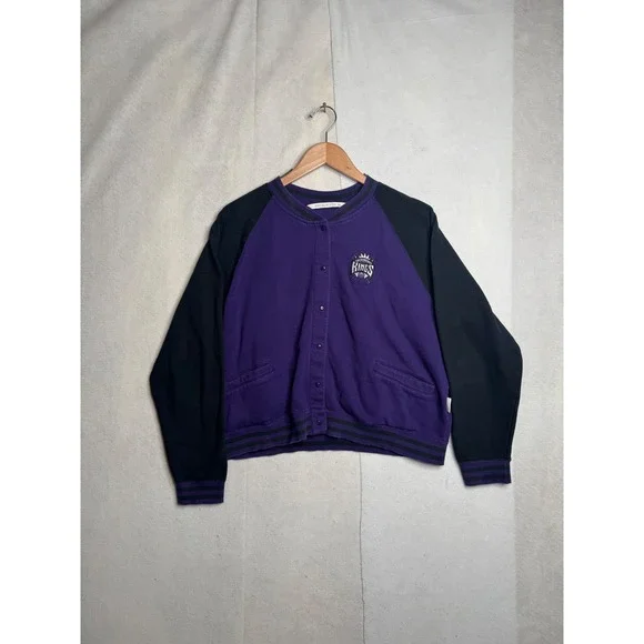 Sacramento‎ Kings antigua sports youth XL Snap Front Varsity Jacket Purple Black