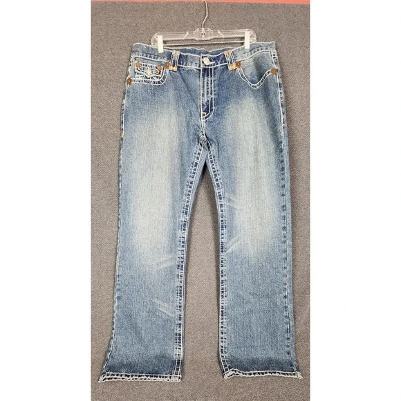 True Religion Bobby Super T Jeans Mens 38x34‎ Straight Leg Light Wash USA