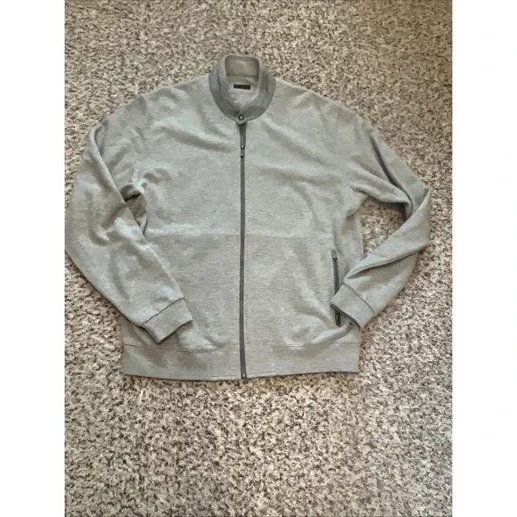Z Zegna Mens SweatJacket Full Zip Size XXL Light Gray Zip Pockets Polyester
