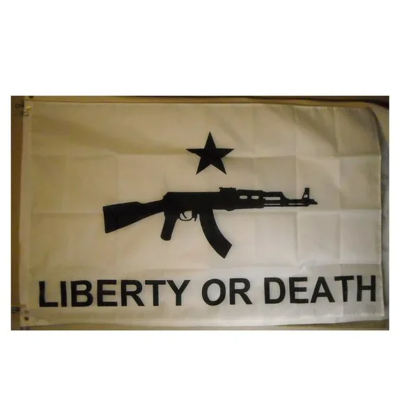 Liberty Or Death 3'x5' White Flag banner Patriot Gadsden Dont Tread On Me AK-47