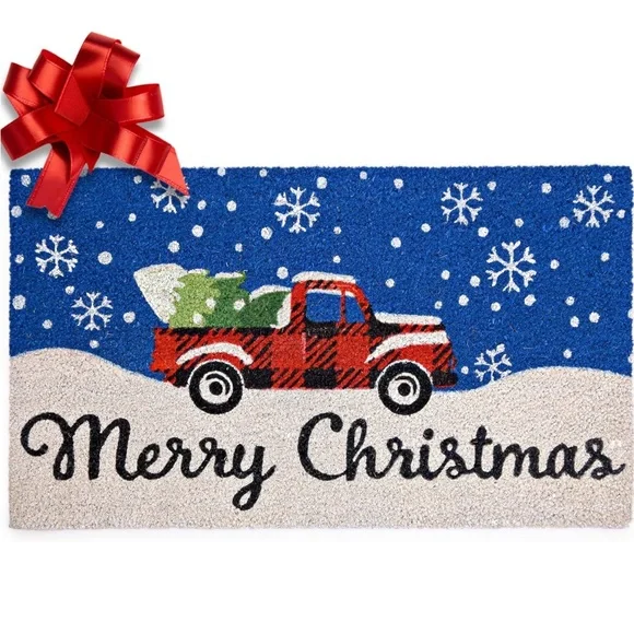 NEW in box -Festive Red Truck Christmas Doormat