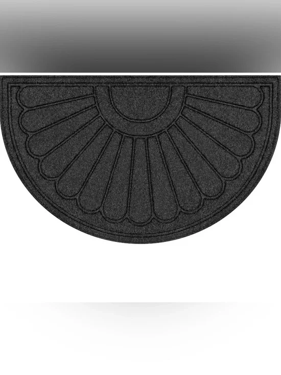 Half-Round Sculpted Door Mat in Charcoal Black