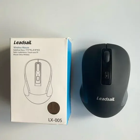 LeadsaiL Wireless Mouse, 2.4GHz USB, Noiseless, Compact, Portable, Black