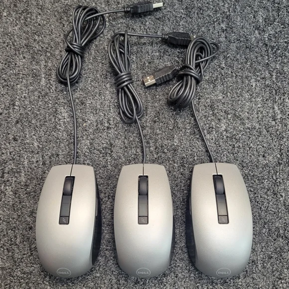 (Lot of 3) Dell USB Mice M-UAV-DEL8 Computer Optical Scroll Wheel Mouse - 4K93W