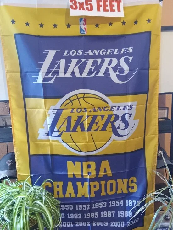 Los Angeles Lakers Championships 3X5 Feet Flag Banner Pole or Wall Decor