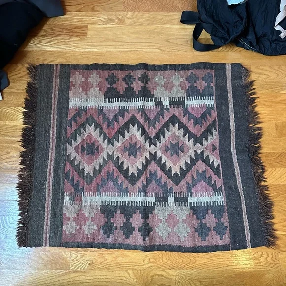 American Vintage Geometric Door Mat - Black, Brown, Red