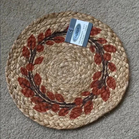 Orange Leaf Wreath Woven Placemat by