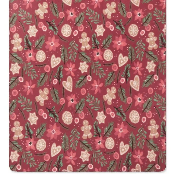 Festive Holiday Blanket with Gingerbread and Pine Design