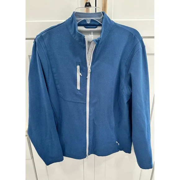 Johnnie-O Mens Blue Full Zip Performance Jacket Mock Neck Size Medium‎