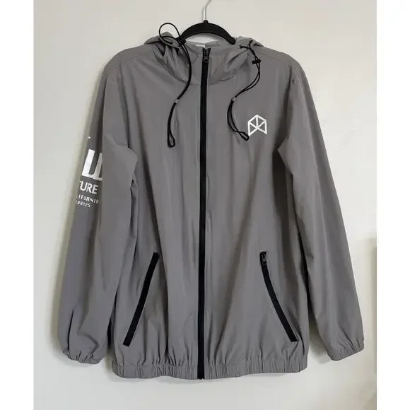 Grey Rawgear by Bradley Martyn Zoo Culture Hooded Windbreaker Jacket M