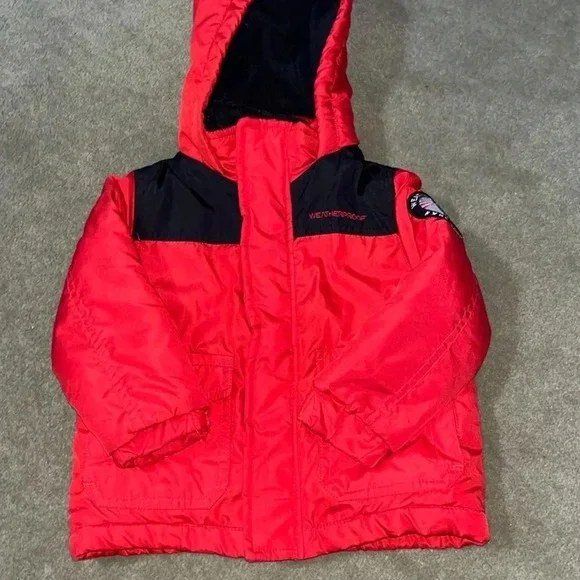 Weather proof red and black 12 month coat