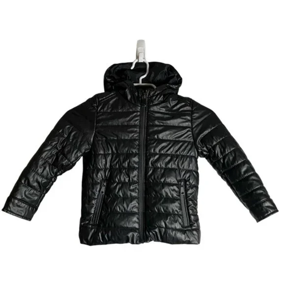 Zara Boys Black Puffer Hooded Jacket