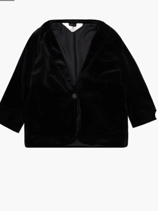 H&M Black Long Sleeve Velvet Blazer - Black