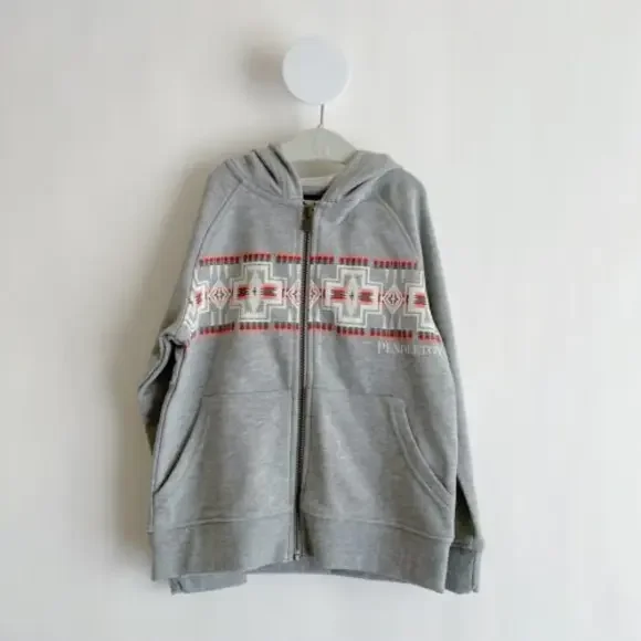 Pendleton • Aztec Western Graphic Print Gray Zip Up Hooded Jacket