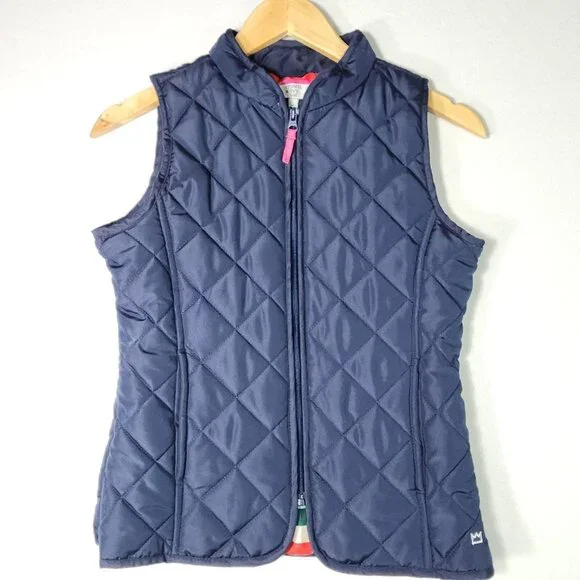 Crown & Ivy Kids Girl Quilted Vest XL Navy Preppy Pockets Full‎ Zip Trendy Belk