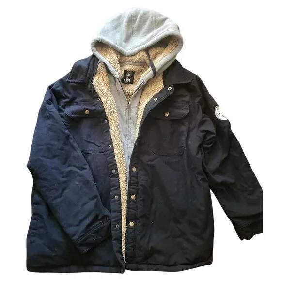 NFL X Darius Rucker Coat Men's XL Black Canvas Sherpa Lined Hooded Steelers