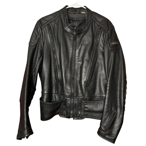 Hein Gericke Echt Leder VTG Black Leather Motorcycle Jacket 44 Lined Vented Pads