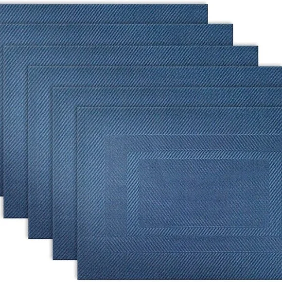 Nautical Blue PVC Placemat Set - 6 Piece Indoor/Outdoor Dining Essentials