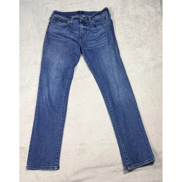True Religion Rocco Relaxed Skinny Jeans Mens 32 Blue Medium Wash 107331