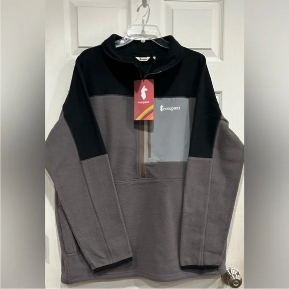 Cotopaxi Men’s Small Abrazo Half-Zip Fleece Jacket Black Cinder Grey NWT
