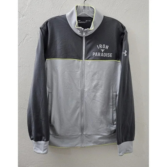 Under Armour Men's Track Jacket‎ Size Small Gray Project Rock Iron Paradise Zip