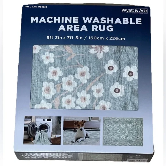 NEW Wyatt & Ash Washable Indoor Area Rug 5'3