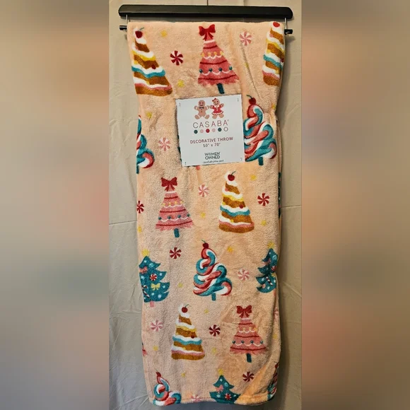 Candy Christmas Trees Throw Blanket NWT