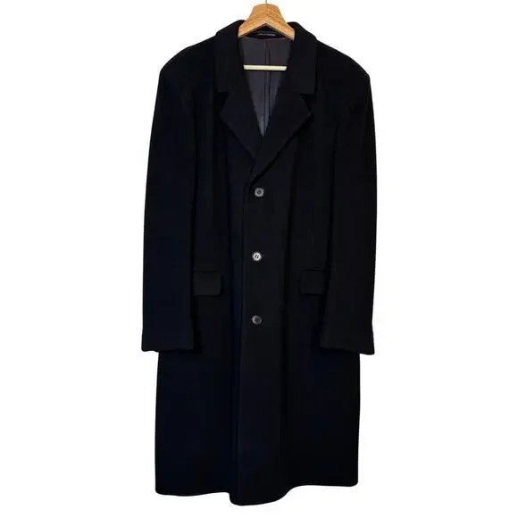Teller Cashmere Mens Long Overcoat size Large Black Structure Luxury Minimalist