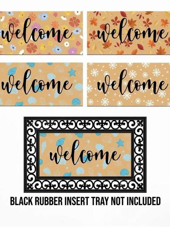 4pcs Interchangeable Seasonal Welcome Mat Front Door Outdoor Doormat Set