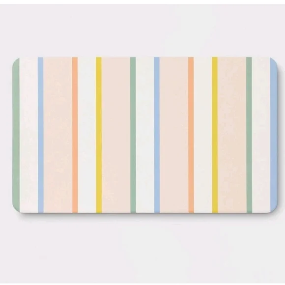 Room Essentials Rectangle Striped Kitchen Rug Holiday Pastel 20