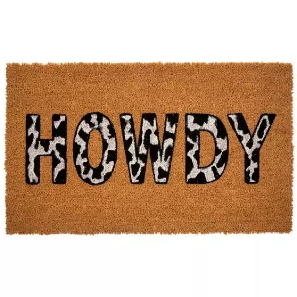 Howdy Cow Print Coir Doormat