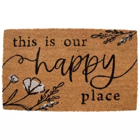 Happy Place Floral Coir Doormat