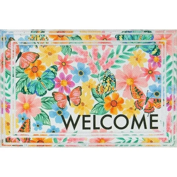 Sweet Butterflies Welcome Indoor/Outdoor Doormat, 2' x 3'