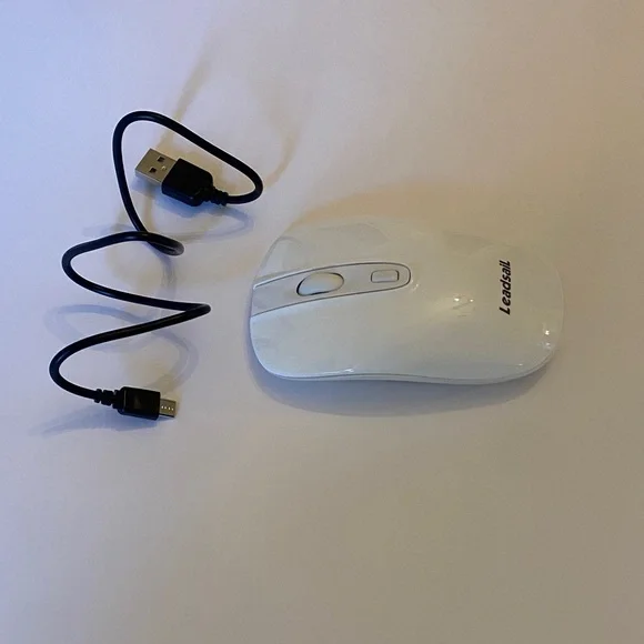 White Rechargeable Wireless Mouse with USB Cable