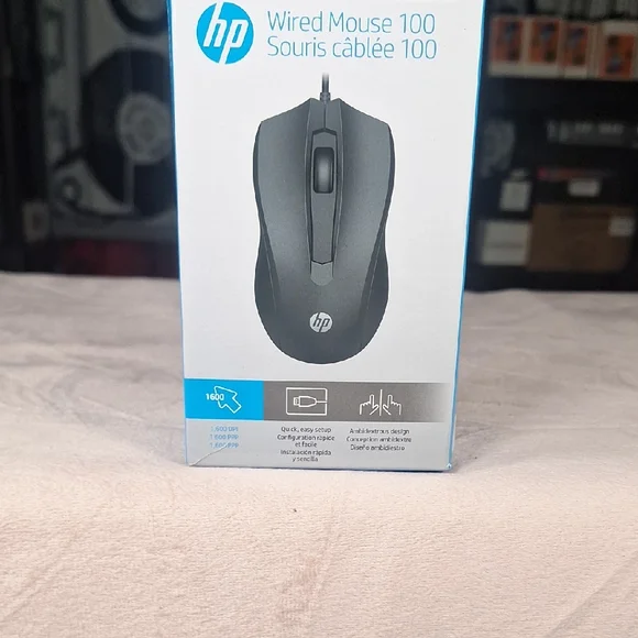 HP Wired Mouse 100 in Gray and Blue