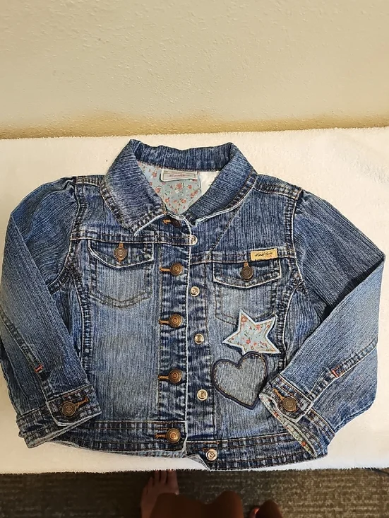 Vintage Levi Strauss Jeans Blue Denim Jacket with Star & Heart Patches