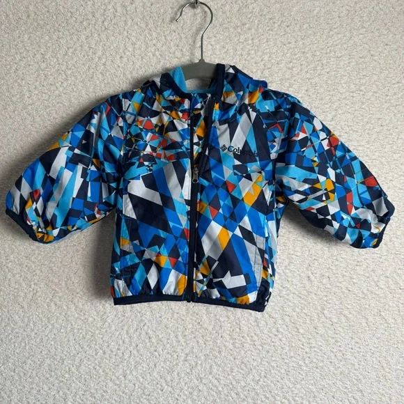 Columbia Baby Blue Colorful Geometric Pattern Fleece Lined ‎ Jacket 3-6 Months