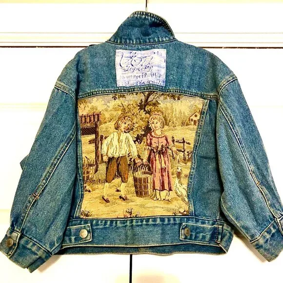 VON EHRENPREIS TAPESTRY x Jordache Y2K Jack & Jill Embr Tapestry Jean Jacket 5