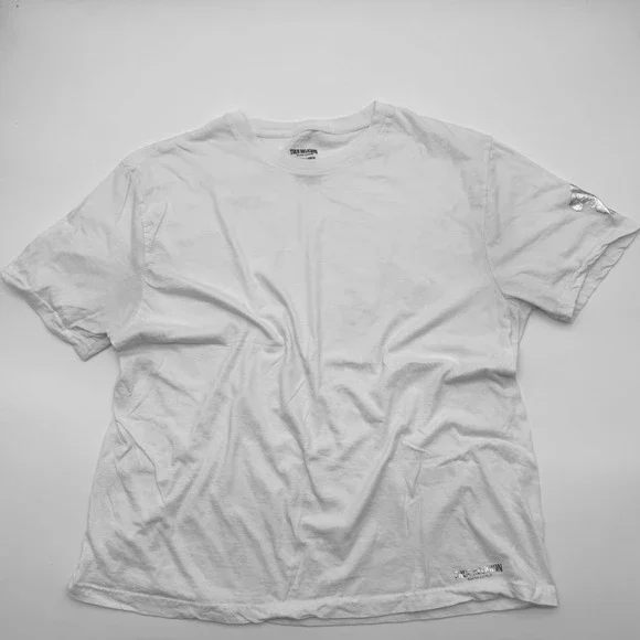 True Religion Mens White Silver Foil Horseshoe Logo T-Shirt XL