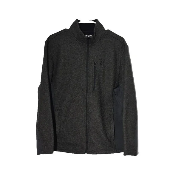 IZOD Jacket Mens M Gray Advantage Performance Stretch Shaker Fleece Full Zip
