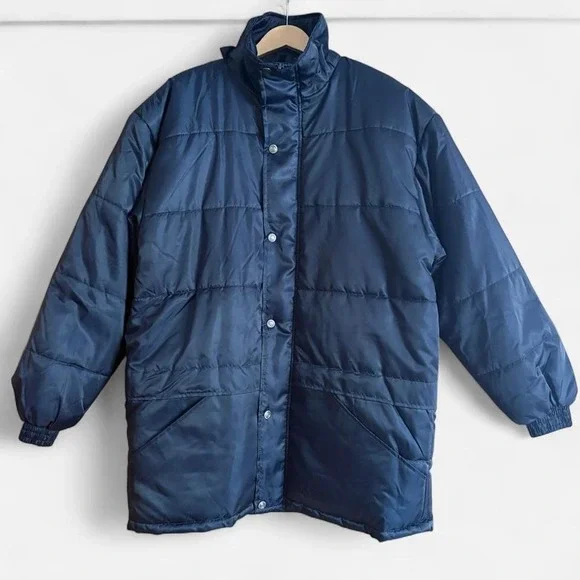 Jon Lauren Puffer Jacket Coat Vintage 90s Y2K Blank Navy‎ Blue Men's XL Nylon