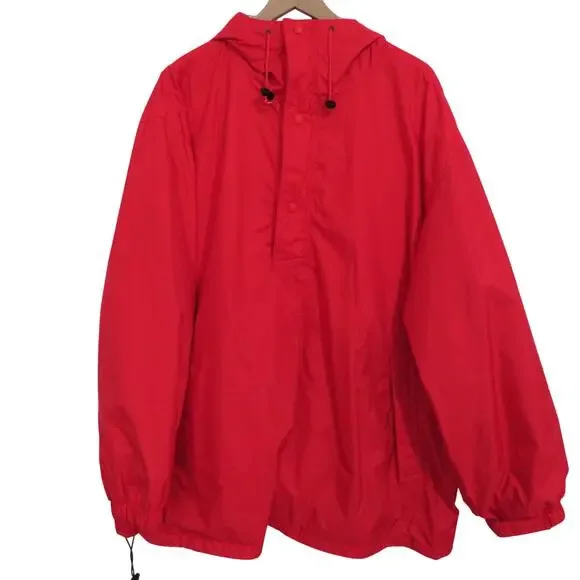 L.L. Bean Mens Sz XXL Red Vintage Nylon Hooded Anorak Pullover Jacket