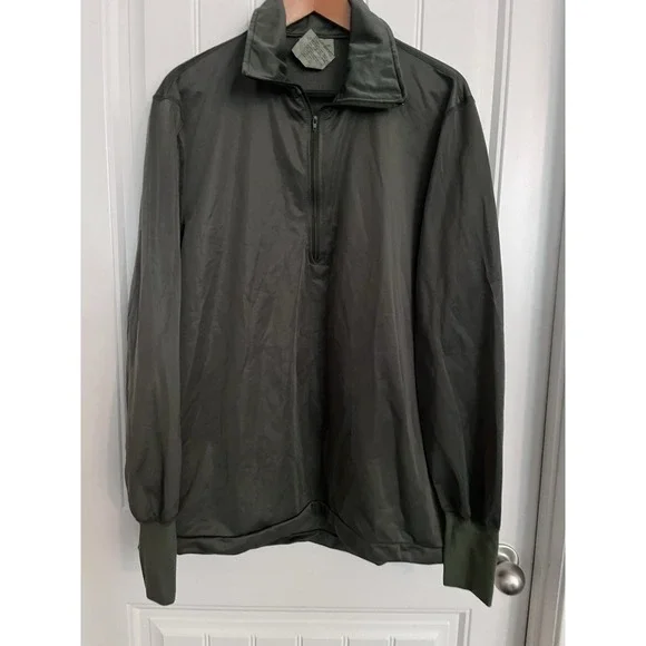 VTG 1/4 Zip Sleep Shirt Men Large Green Heat Retentive Air Force Military 350