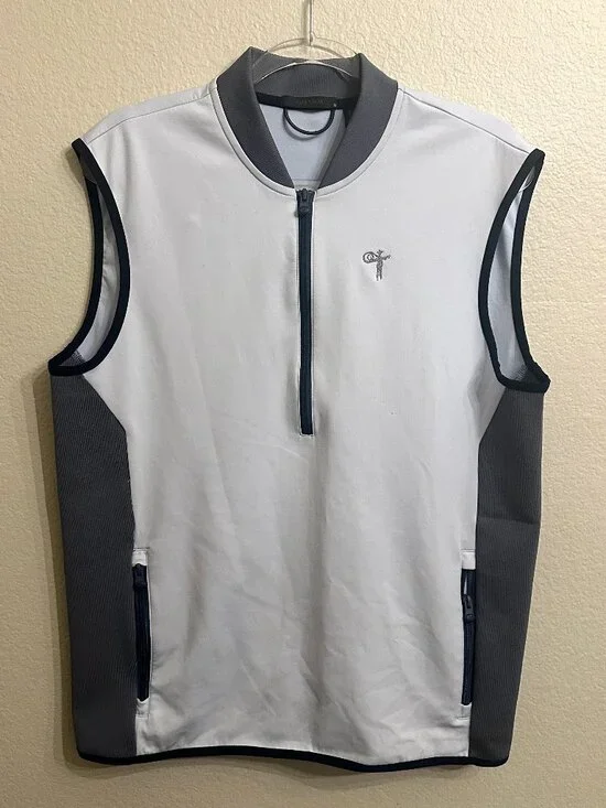 Greyson Light Blue/Gray Quarter-Zip Vest Vaquero Golf Club