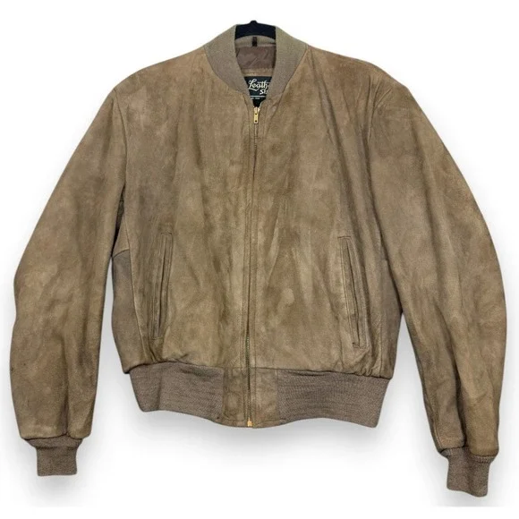 Sears Roebuck Bomber Jacket Mens 42 Tan The Leather Shop Suede Vintage 70s Talon