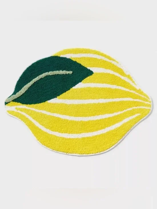 Room Essentials Machine Washable Lemon Area Rug / Bath Mat