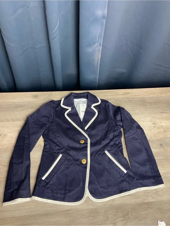 NEW Brooks Brothers Dark Wash Denim White Trim Blazer Nautical Preppy Kids Sz 6