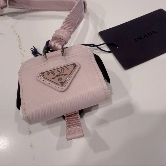 PRADA Tessuto Nylon Metal Triangle Airpods Pro Case Alabastro