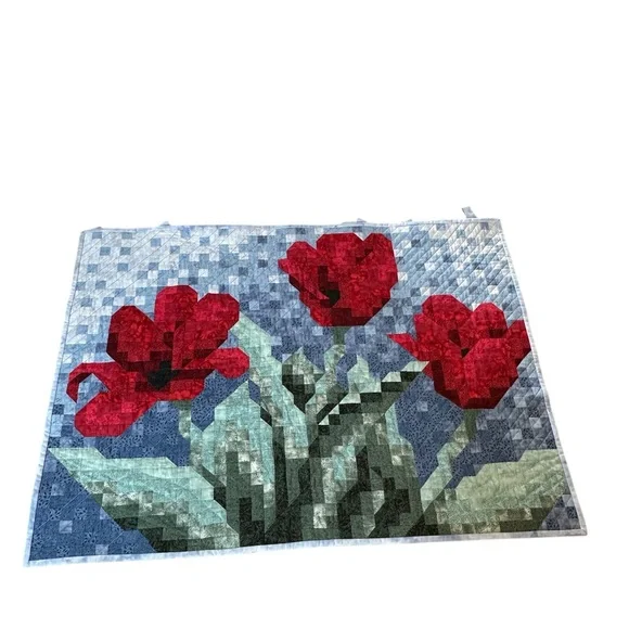 Floral Tapestry with Red Tulips